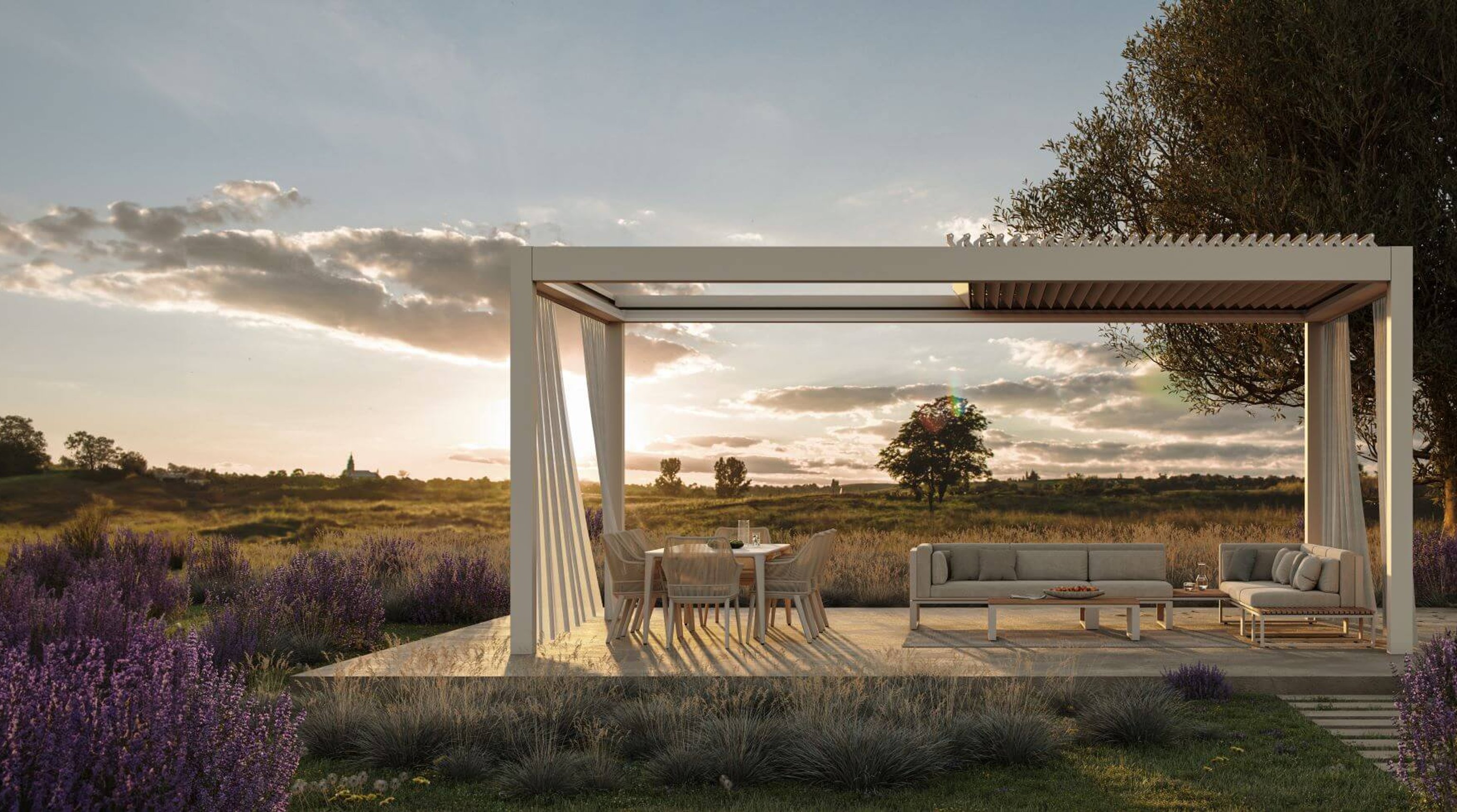 Bioklimatická pergola s bezrámovým zasklením