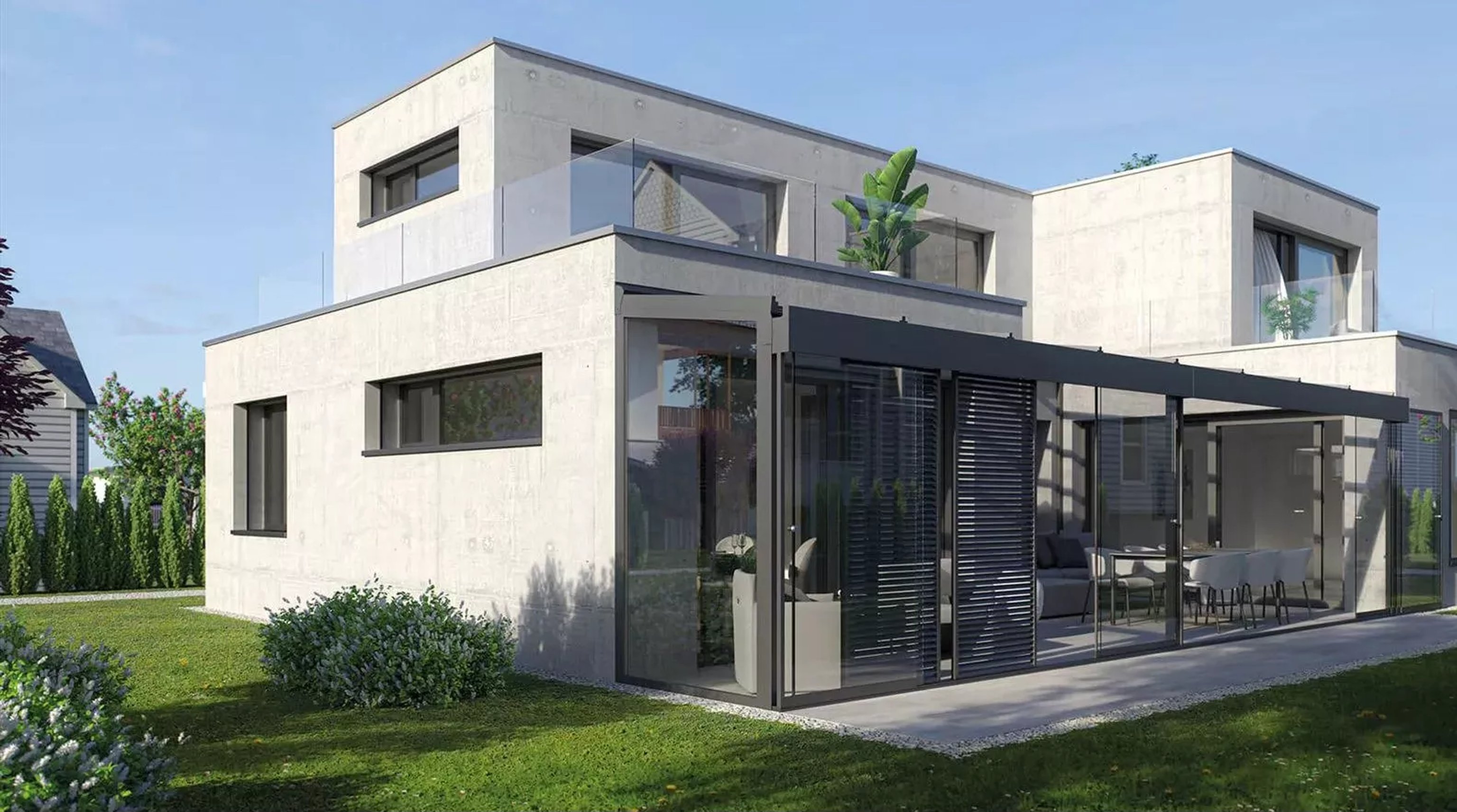 Moderní dům se zimní zahradou