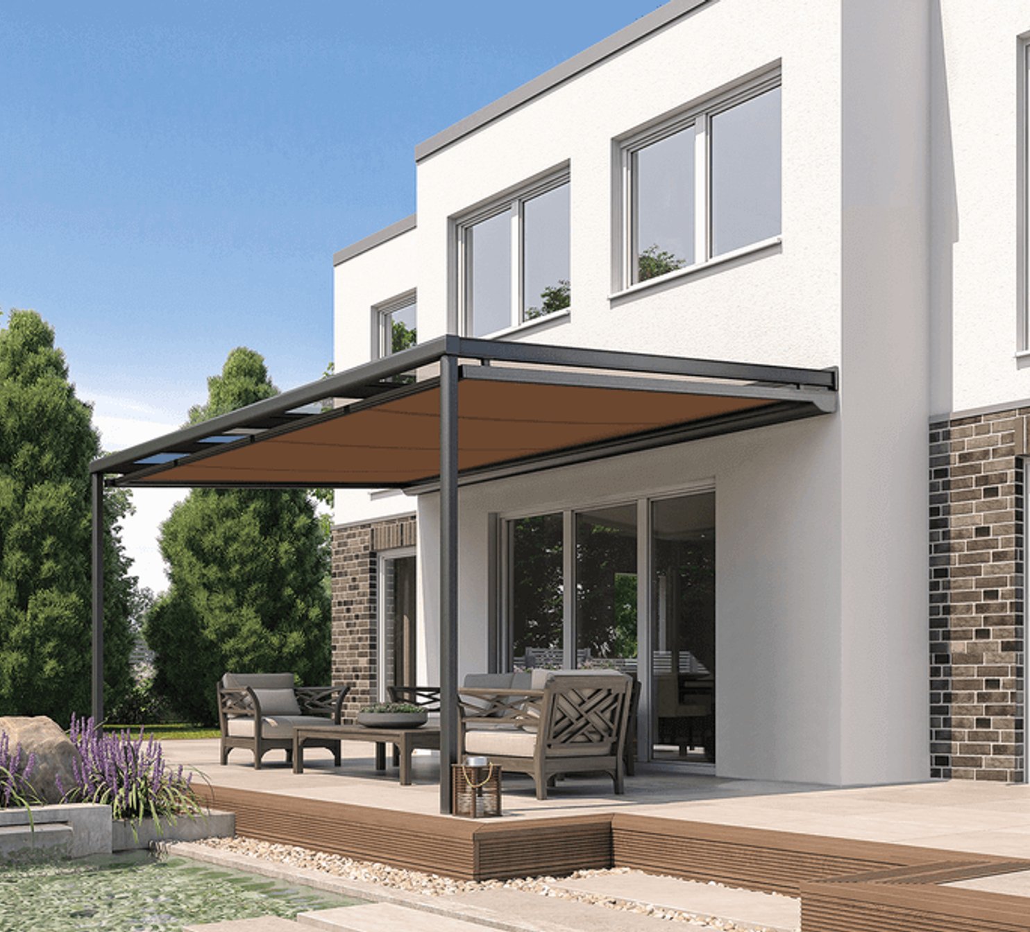 Markýza pod zasklení s posezením