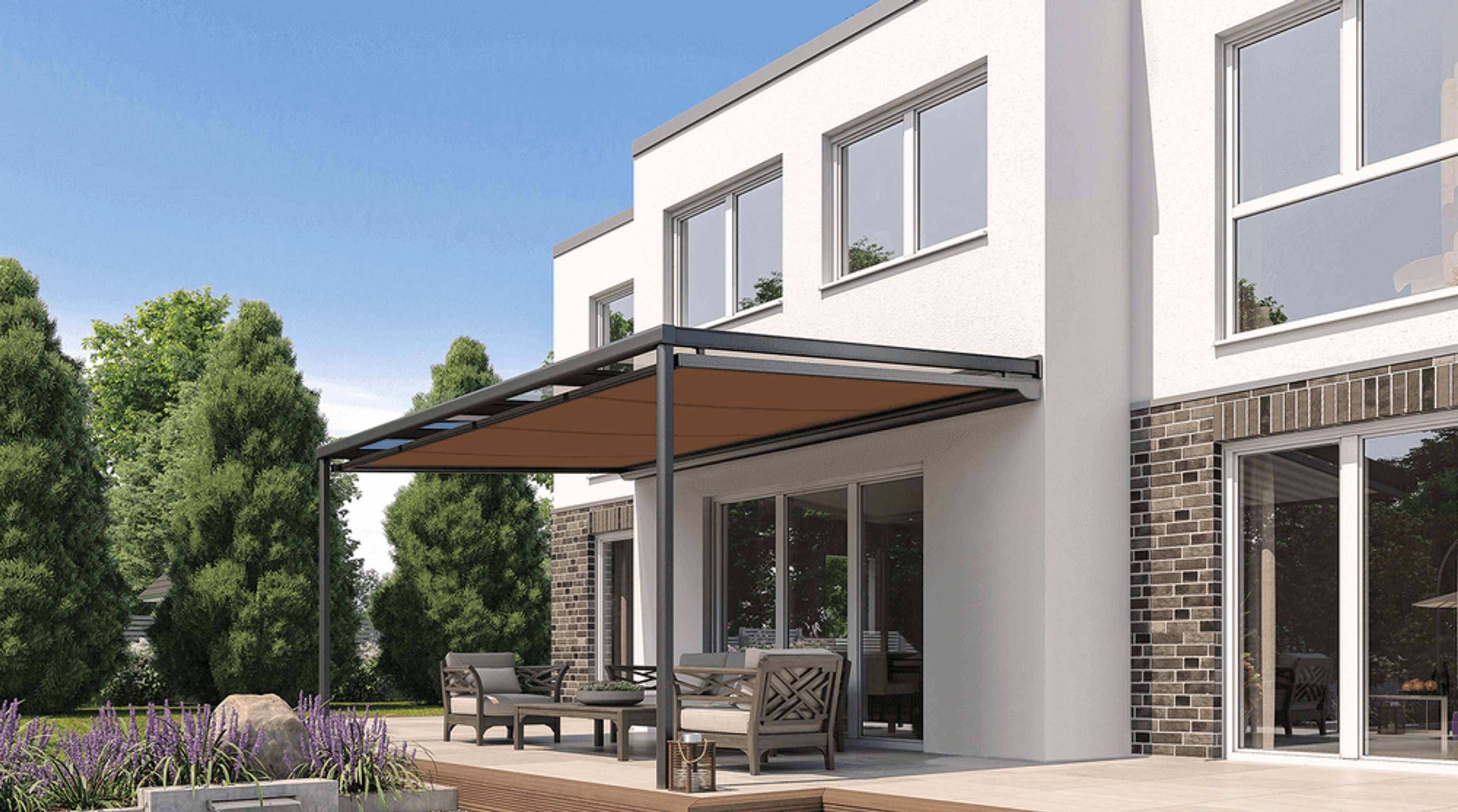 Markýza pod zasklení s posezením