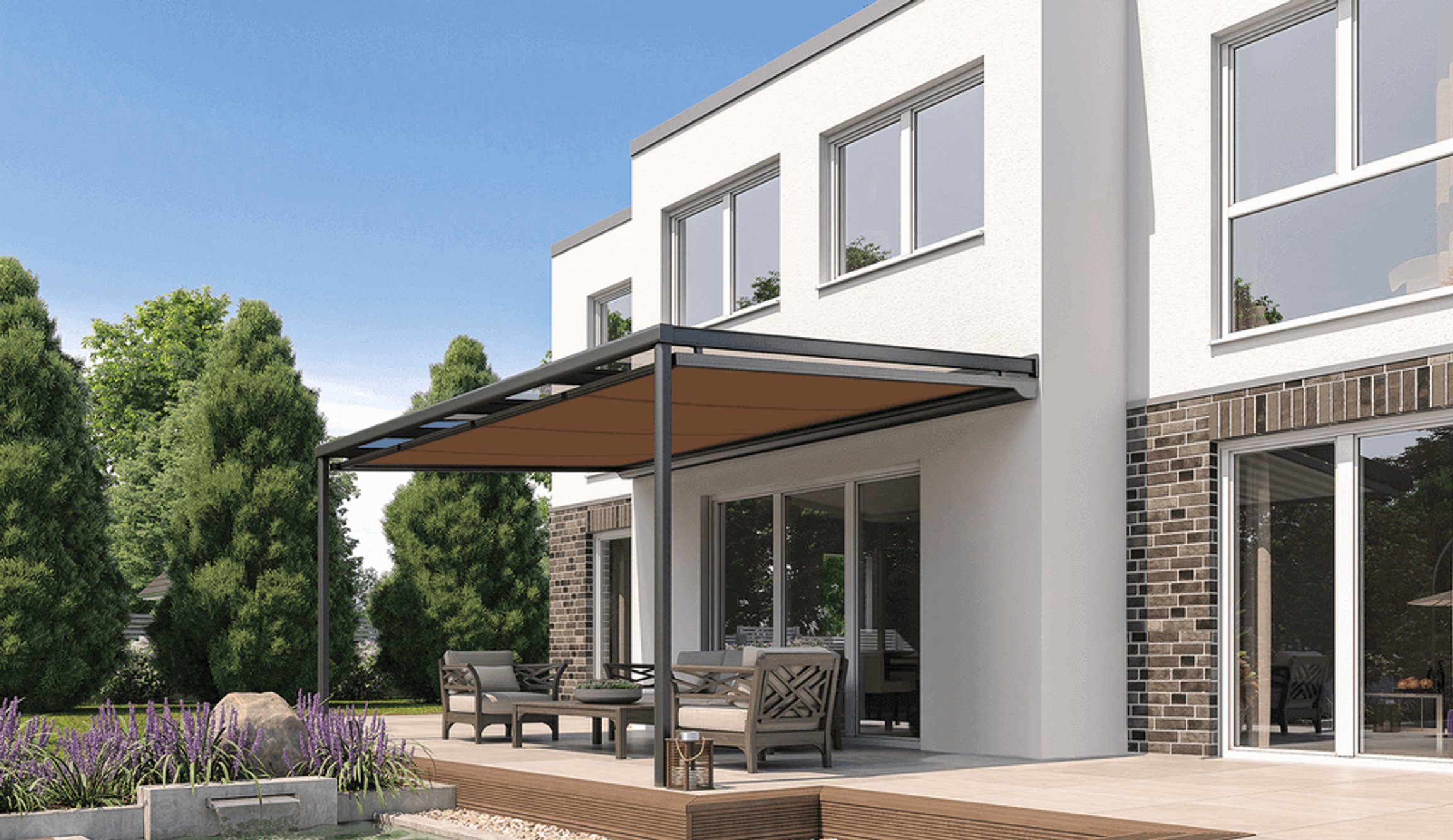 Markýza pod zasklení s posezením