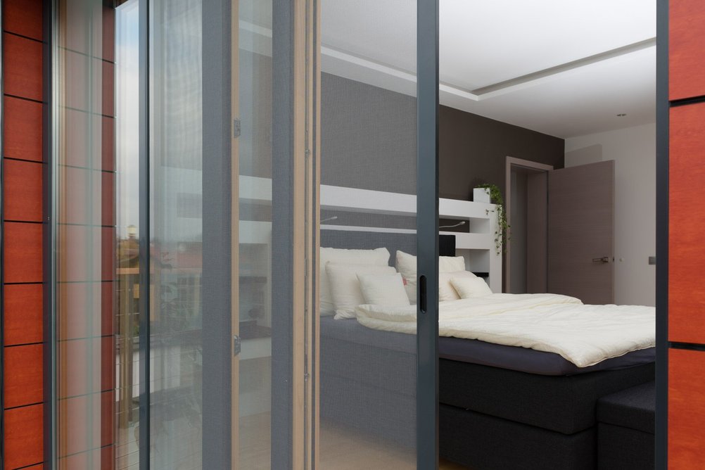 Plisé síť v balkonových dveřích