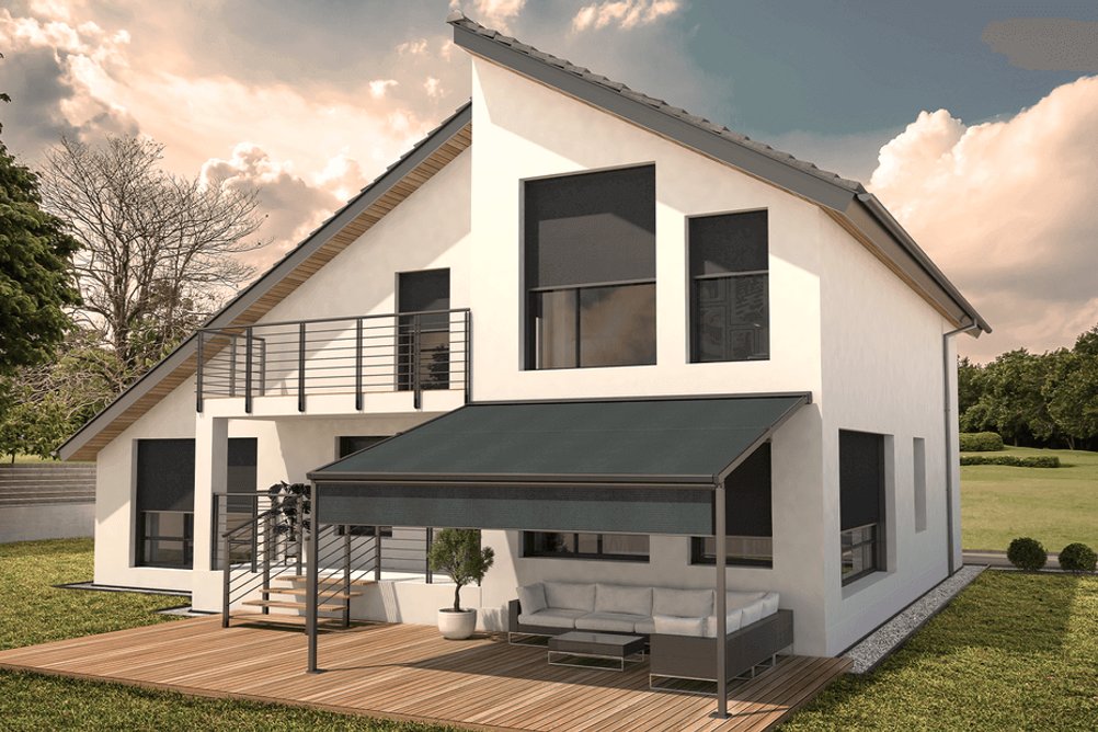 Moderní rodiný dům se zastřešenou terasou