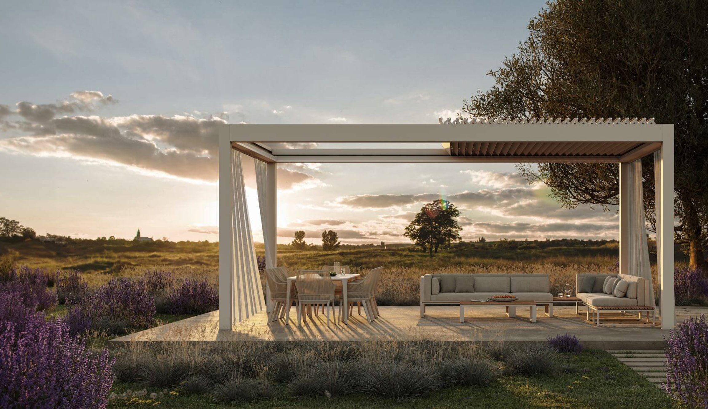 Bioklimatická pergola s bezrámovým zasklením