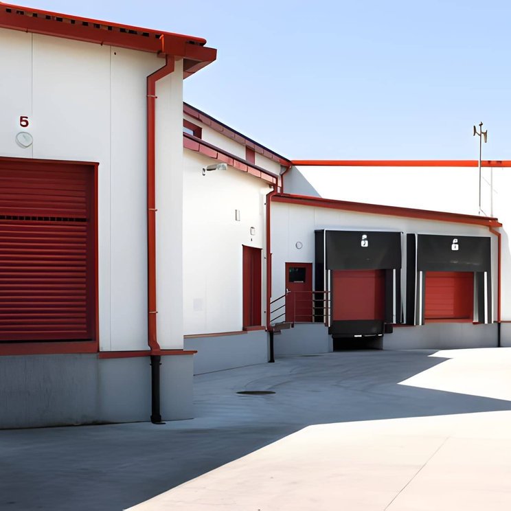 Rolovací vrata na dopravní bráně skladu