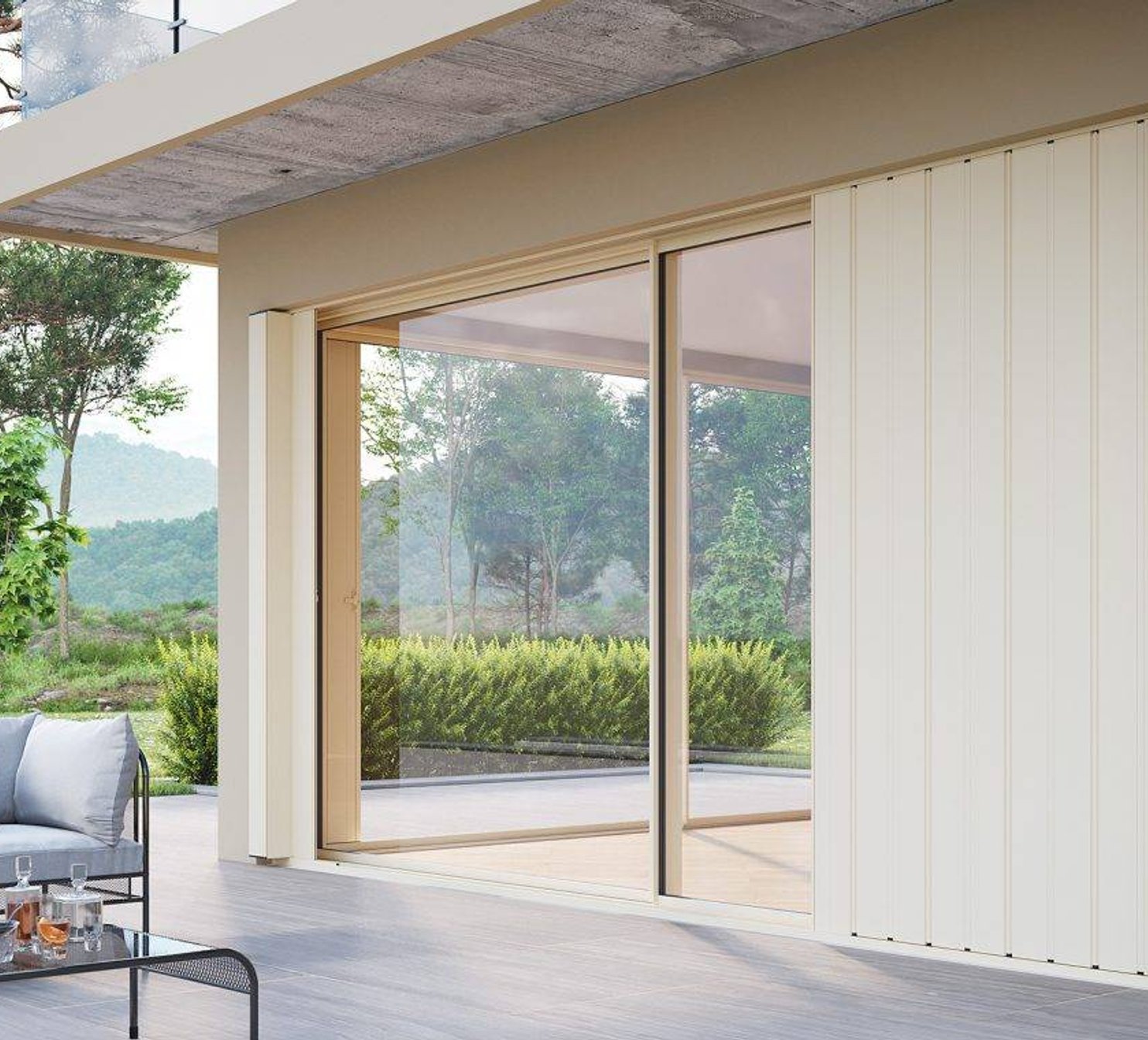 Slunolamy Skuro Sikuro u oken moderního domu